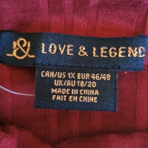 LOVE & Legend Cranberry Red Tank New Plus 1X New - Picture 4 of 6